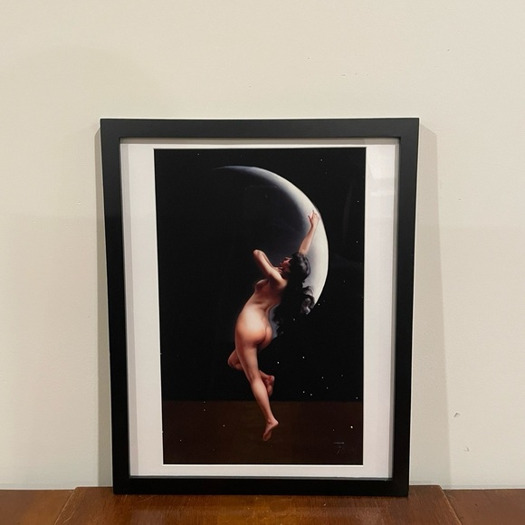 Moon Nymph Luis Ricardo Falero Framed Print 12x15 Witch Fairy Wall Art Crescent - Picture 1 of 3